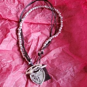 Unode 50 duo chocker necklace and red charm bracelet silver Barcelona made